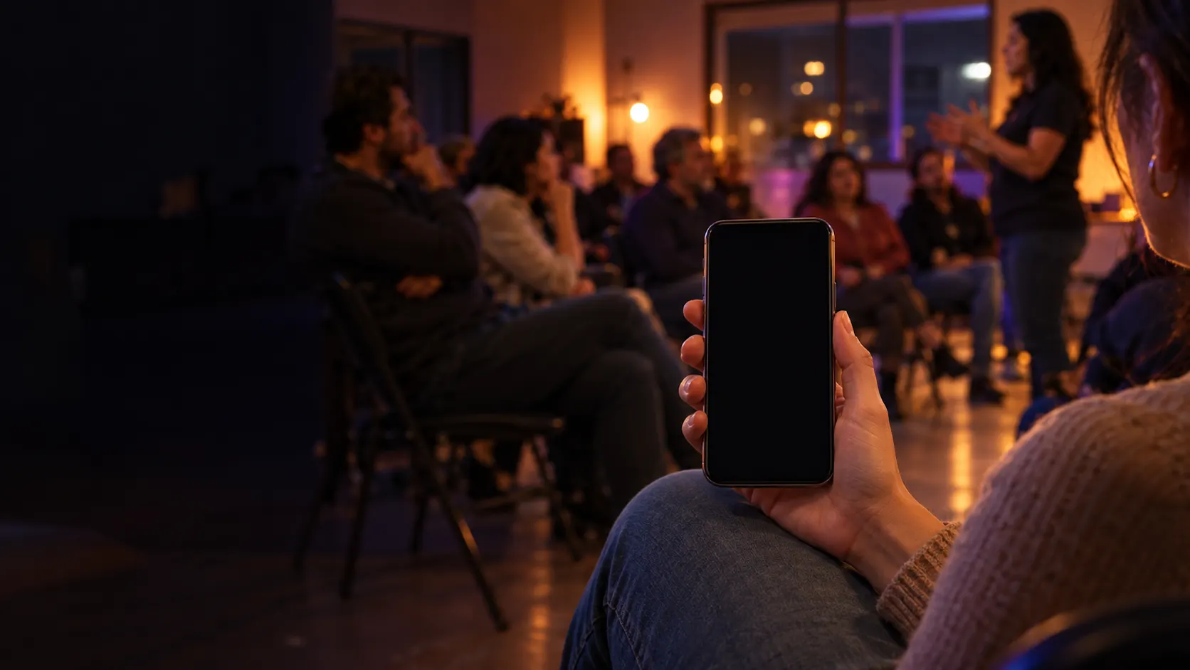 Asamblea de vecinos grabada con un teléfono
